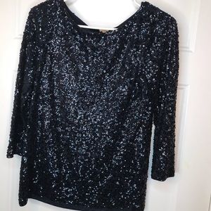 J-crew midnight blue sequin top
